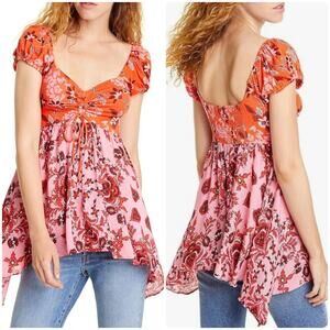 Free People La Bamba Floral Baby Doll Pullover Top